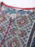 Women Navy Blue & Off White Pure Cotton Floral Print Anarkali Kurta